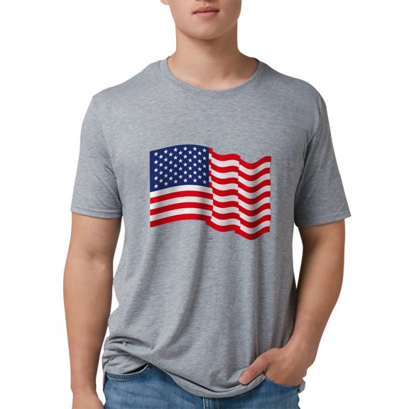 CafePress - American Flag Waving Men's Deluxe T Shirt - Mens Tri-blend T-Shirt