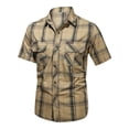 thumbnail image 1 of Birdeem Shirts for Men Mens Fashion Casual Solid Color Cargo Pockets Buttons Short Sleeve Turndown Collar Blouse, 1 of 10