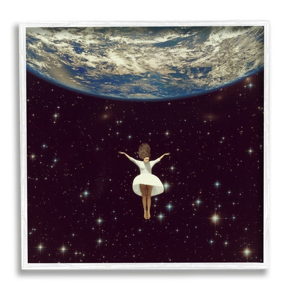 Stupell Indtries Woman Falling Through Space White Dress Earth,17 x 17,Design by Paula Belle Flores