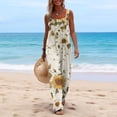 thumbnail image 4 of Women's Summer Overalls Jumpsuits Boho Sleeveless Wide Leg Romper with Pockets Orange XL, 4 of 5