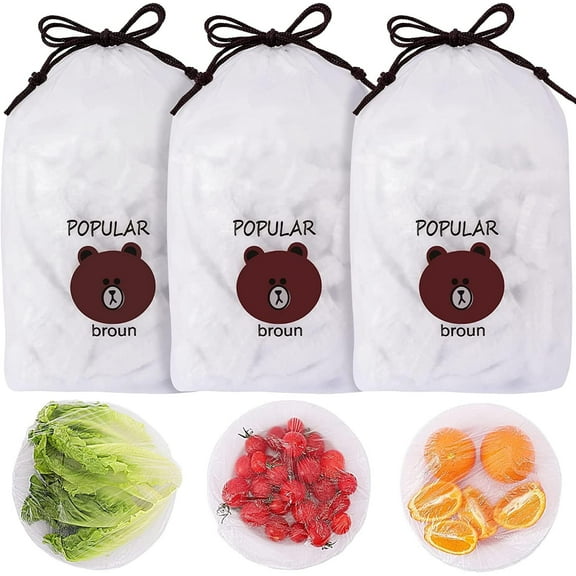 300PCS Fresh Keeping Bags,Elastic Food Storage Covers,Universal Kitchen Wrap Seal Caps,Food Covers Stretch Reusable,Stretch Plastic Wrap Bowl Covers,Elastic Stretch Adjustable Bowl Lids