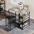 thumbnail image 1 of Gaderth Dining Table Set For 2, 3 Piece Bar Table Set With 2 Upholstered Stools, Counter Height Kitchen Table Set With 3 Tier Storage Shelves For Small Kitchens Apartments Breakfast Nooks, 1 of 7