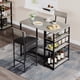 thumbnail image 3 of Juego de Mesa Barra para 2 con Almacenamiento - Mesa y 2 Sillas Tapizadas, 3 Estantes - Mueble Altura Barra Moderno para Espacios Pequeños y Apartamentos - Color Gris Rústico, 3 of 8