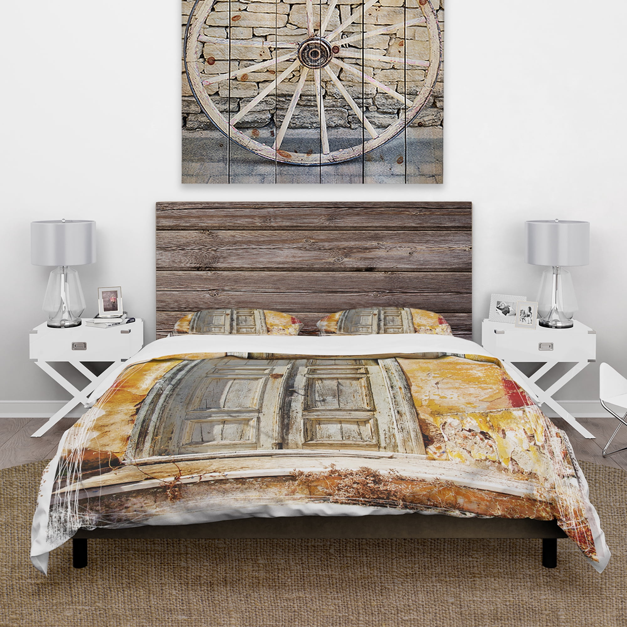 Designart 'Old Traditional Greek Doors' Vintage Duvet Cover Set