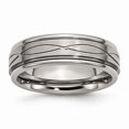 thumbnail image 1 of Titanium Polished Criss-cross Design & Brushed Center Ridged Edge Band - Size 8, 1 of 1