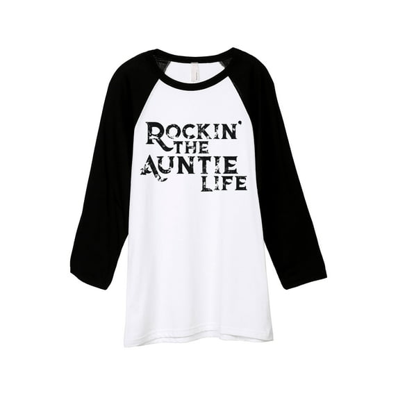Rockin' The Auntie Life Unisex 3/4 Sleeves Baseball Raglan T-Shirt Tee White Black X-Small