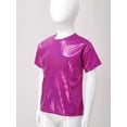 thumbnail image 4 of Haitryli Kids Girls Boys Shiny Metallic Jazz Hip Hop Dance Tops Tees Loose T-Shirt Club Themed Party Clothes Hot Pink 160, 4 of 7