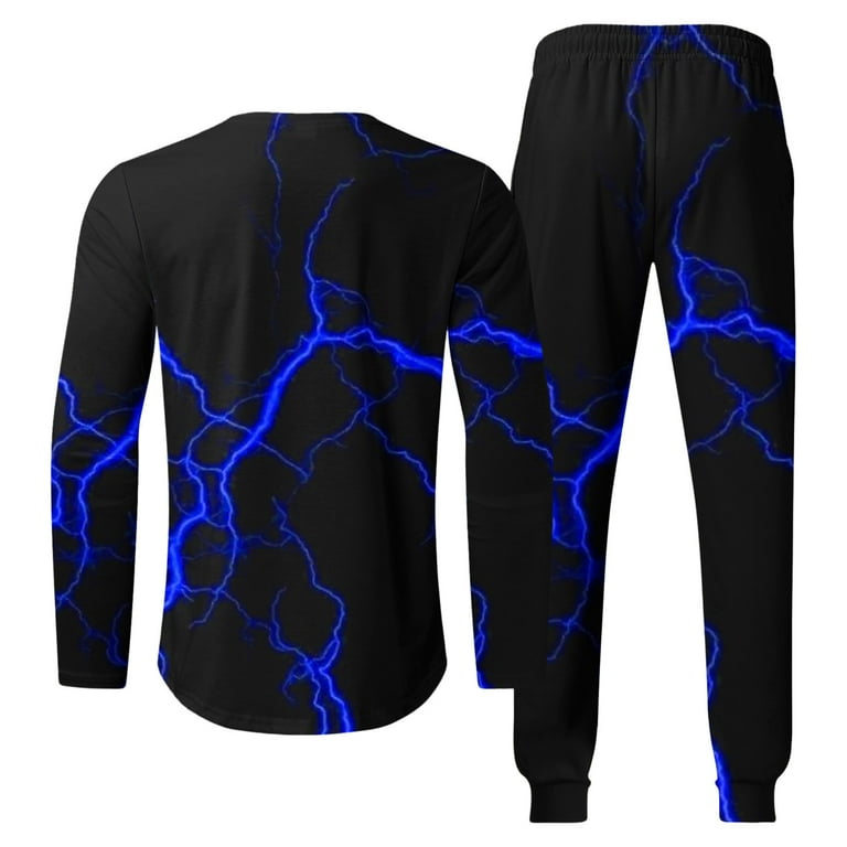 YABCSAZ Men's 2 Piece Outfits Long Sleeve Print Shirt and