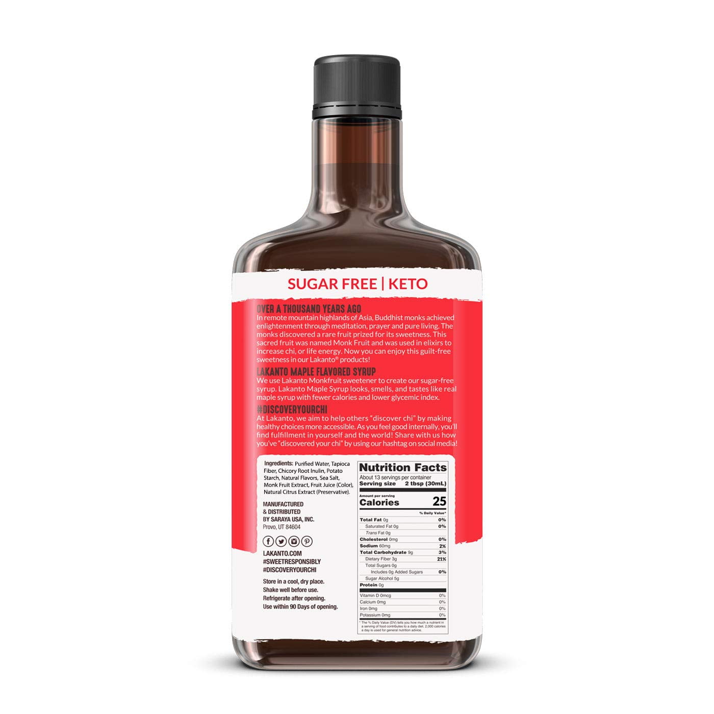 Lakanto Sugar Free Maple Syrup - Monk Fruit Sweetener, Keto Diet Friendly, Vegan, 1g Net Carbs, Pancakes, Waffles, Oatmeal, Coffee, Tea, Granola, Frosting, Marinade, Dressing (13 Fl Oz - Pack of 2)