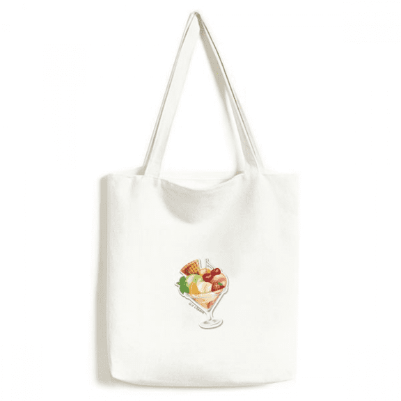 Cherry Orange Strawberry Fruit Sweet Ice Tote Canvas Bag Shopping Satchel Casual Handbag