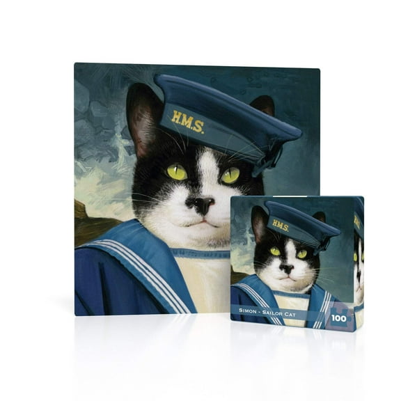 New York Puzzle Company Simon - Sailor Cat Mini 100 Piece Mini Puzzle