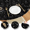 thumbnail image 4 of Black Gothic Sun Moon Star Pattern Round Fitted Tablecloth with Elastic Edge,Dining Table Cover Waterproof,Outdoor Round Tablecloth for Camping,Dining,Indoor and Outdoor, 4 of 7