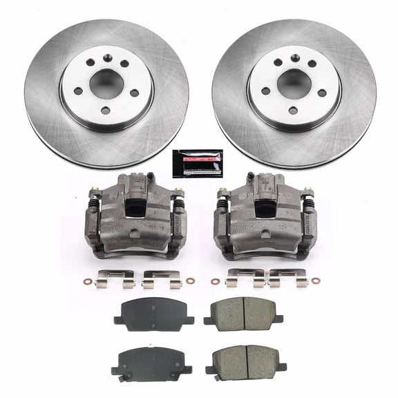 PowerStop Front Stock Replacement Brake Pad and Rotor Kit with Calipers Fits: CHEVROLET Select Models KCOE8316