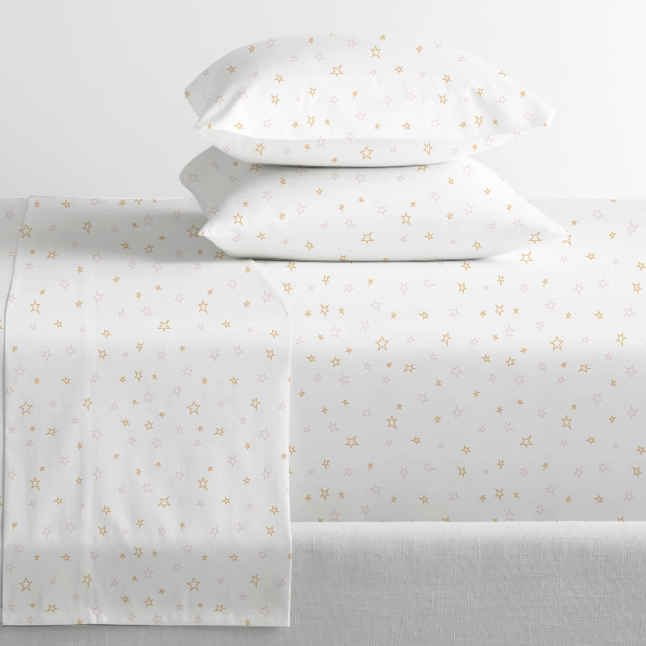 Hedaya Home Toddler Stars Microfiber Sheet Set, Queen, White