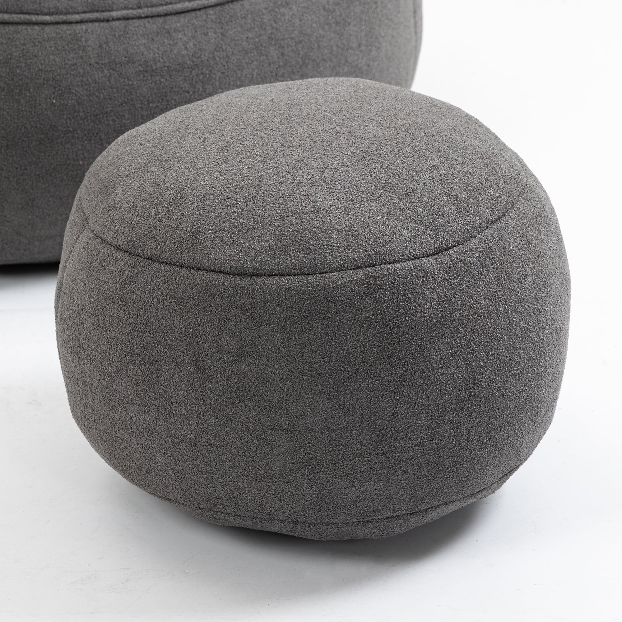PORKISS Oversized Bean Bag Chair with Ottoman, Memory Foam Super Soft Lazy Couch for Adults Teens Kids, Microfiber Grey