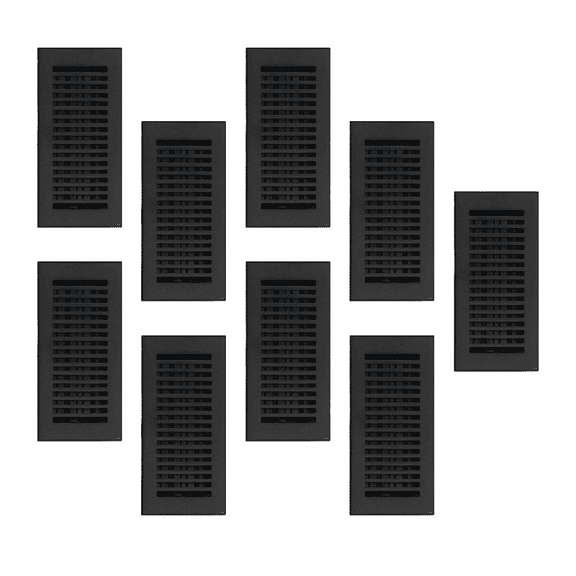 SET of 9 SLEEK Vent cover 4"x10" duct opening (Overall 5-1/2"x 11-3/4") in Simple Design Solid Cast Aluminum register cover || Powder Coated Black No holes