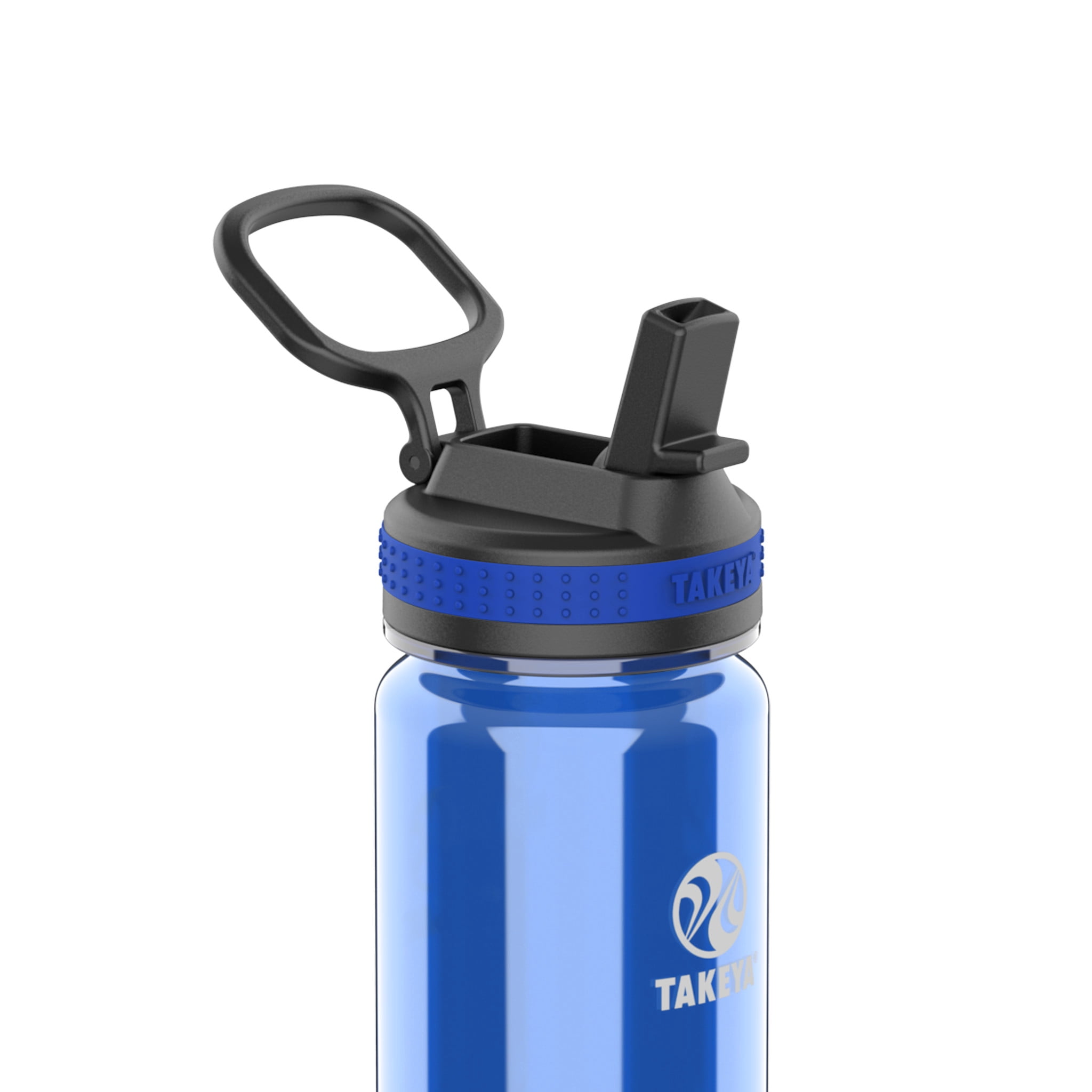 Takeya Tritan Plastic Straw Lid Water Bottle, Lightweight, Dishwasher safe, 18 oz, Royal