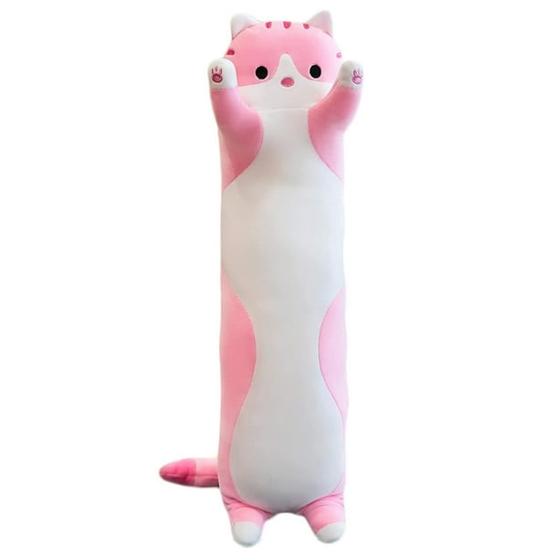 Gato de peluche de juguete de algodon largo lindo gato muneca de peluche de algodon suave relleno almohada para dormir oso de fresa Hogar Bodega Aurrera en linea