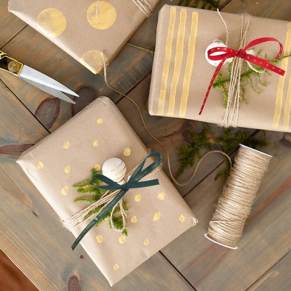 PTOOTP 3 Rolls Assorted Thin Polyester Holiday Craft Ribbon for Party Decorations, Wrapping, and Home Projects