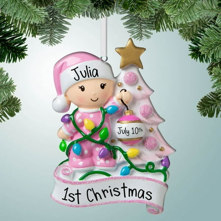 Baby Girl Decorating Tree - Personalized Ornament - Baby's First Christmas - 1st Xmas - Perfect Stocking Stuffer - Great Gift Ideas