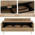 thumbnail image 4 of 3 Seater Sofa Couch with Throw Pillow, Deep Seat Sofa, Couches, Large Storage Space, Mid Century Modern Upholstered Sofa with Metal Legs, for Living Room, Bedroom, Apartment and Office, 4 of 7