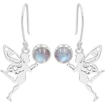 Earth Gems Jewelry Moonstone Earrings 925 Sterling Silver Dangle Tinkerbell Gemstone Jewelry for Women