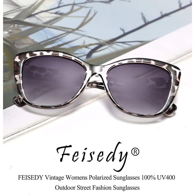 FEISEDY Polarized Vintage Sunglasses, Square Cat Eye, UV  display picture 1