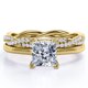 thumbnail image 1 of JeenMata Juego de Anillos de Boda de Cuatro Puntas con Corte Princesa de 1,50 Quilates Infinity Eternity con Baño de Oro Amarillo de 18 K sobre Plata (Personaliza la Banda de Tu Anillo de Bodas), 1 of 6