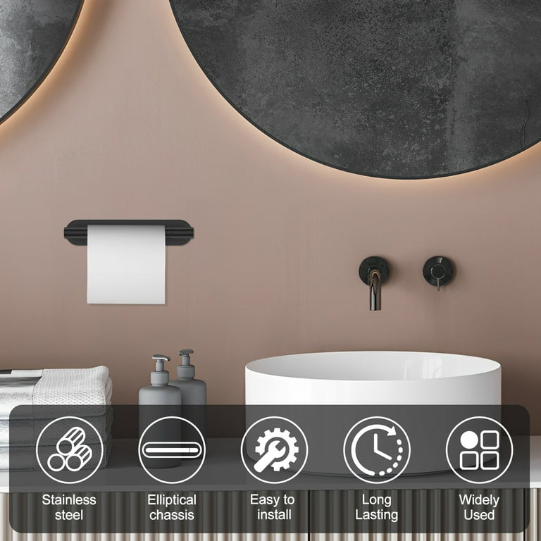 Wall-Mounted Stainless Steel Toilet Paper Holder, Matte Black photo 5