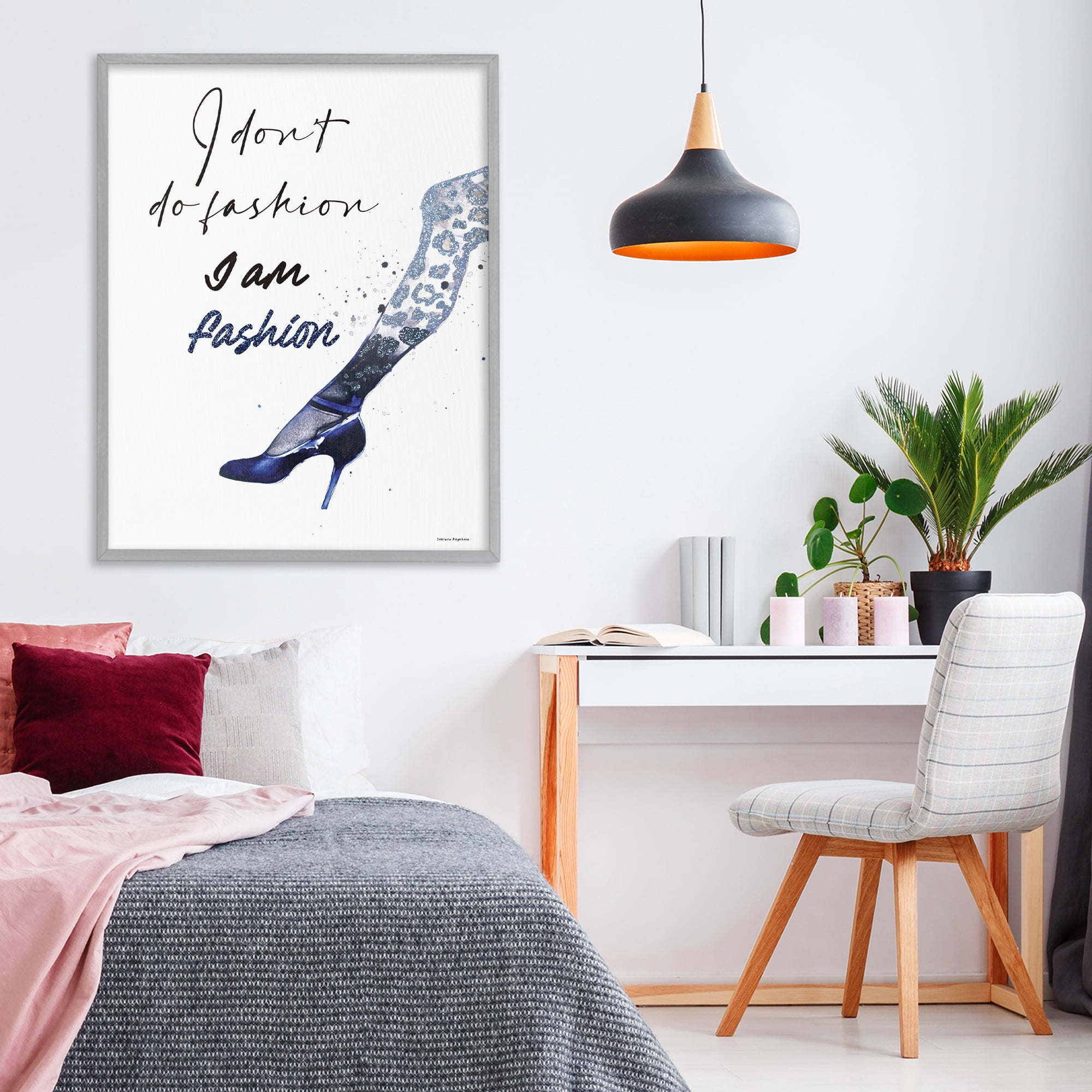 Stupell Industries Trendy I Am Fashion Gray Framed Giclee Art, design by Svetlana Aleynikova