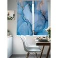 thumbnail image 4 of Gold Blue Marble Texture Sheer Curtains 72 inches Long 2 Panels Set Abstract Gradient Water Ripple Sheer Window Curtain Rod Pocket Voile Drapes for Living Room/Bedroom, Each 52" W x 72" L, 4 of 7
