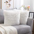 thumbnail image 4 of 2Pcs White Throw Pillow Covers Fluffy Pillows Fur Decorative Pillows Plush Cushion Case Fuzzy Mongolian Merin Style for Christmas Decor 17x17 Inch, 4 of 7