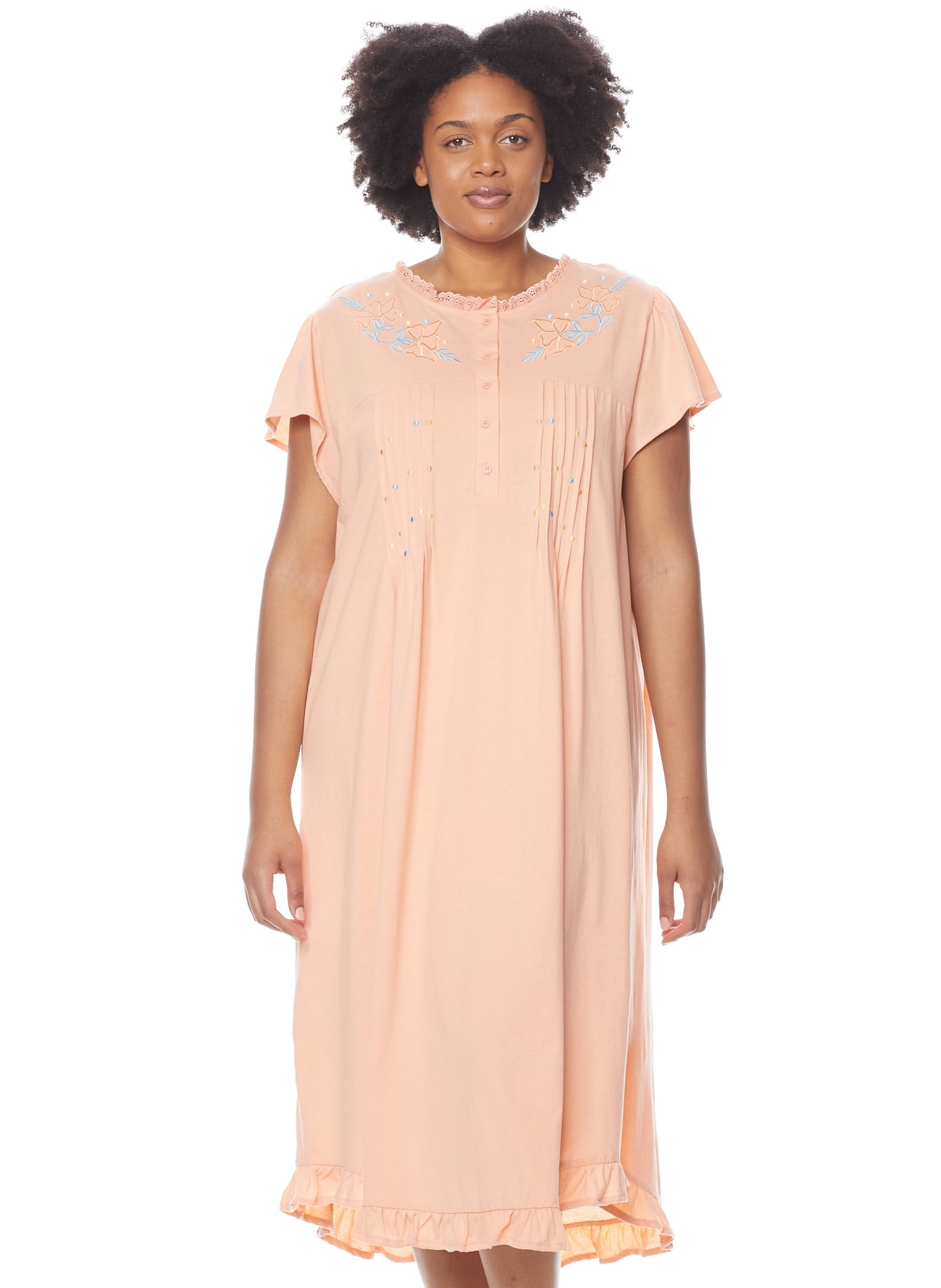 Embroidered Knit Night Gown 