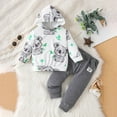 thumbnail image 3 of Odeerbi 3M-3Y Conjunto de Algodón Para Niños Y Niñas Oso Con Capucha Pantalones de Chándal Conjunto de Manga Larga Y Cuello Redondo Para Dormir Ropa de Casa, 3 of 3