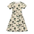 thumbnail image 4 of MKOSPLRT Robe d'Été Extensible pour Filles, Coupe Trapèze, Tournoyante, Style Patineuse, Manches Courtes, Col Ras du Cou, Robe à Imprimé Rétro, Robe Décontractée Évasée, Robe Soleil 4-14 Ans, 4 of 8