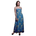 thumbnail image 1 of Bimba Black Berry & Yellow Sparrow Bird Print Women Long Maxi Tube Smocked Bodice Dress-Medium, 1 of 7