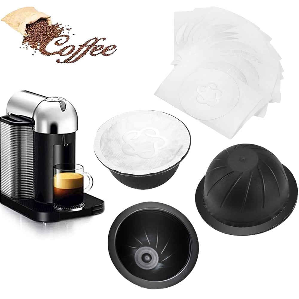 Reusable Vertuo Pods 8PCS Refillable Coffee Capsules,BPA Free Refill Vertuo Capsules Coffee Filter Compatible with Nespresso VertuoLine Machines 230ml Black 