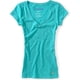 thumbnail image 1 of Aeropostale - Camiseta gráfica con cuello en V para mujer Bulldog, verde, extragrande, 1 of 1