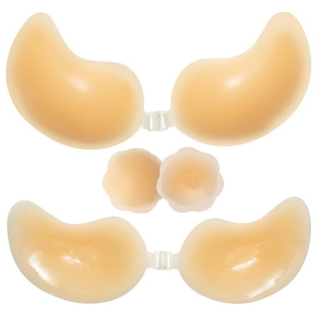 LELINTA Women  s Strapless Invisible Bra Backless Self-Adhesive Push Up Sticky Bras With Strong Clip and Flower
