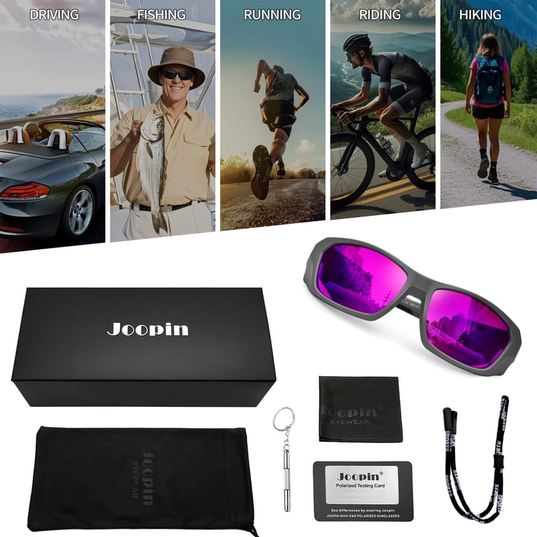 Joopin Polarized Sports Sunglasses, Wrap Around Purple photo 4