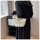 thumbnail image 4 of Nvzi Bolso de mano de paja, bolso de mano de gran capacidad, bolso con asa superior, bolso de paja elegante de verano, blanco, 4 of 5
