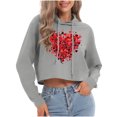 thumbnail image 2 of ClodeEU Crop Hoodeid Sweatshirts Tops for Women, Funny Heart Graphic Valentine Shirts , Long Sleeve Valentine Pullover Tops H-Gray,Womens Plus XXL, 2 of 8