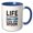 Blue/White, variant on 3drose, Life Is Short, Lick the Spoon Funny Kitchen Slogan, Motto, Sign, 15oz Mug