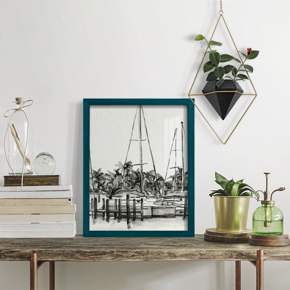 Neutral Tropics I - Framed Print w/glass - Ocean Blue