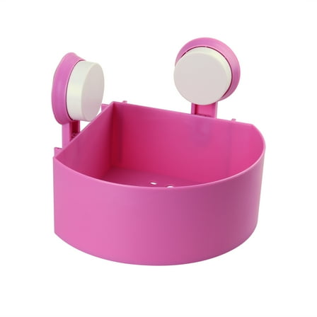 KALLORY 1Pack Pink Double Sucker Design Suction Cup Shelves for Shower 16.90X16.90X7.50Cm