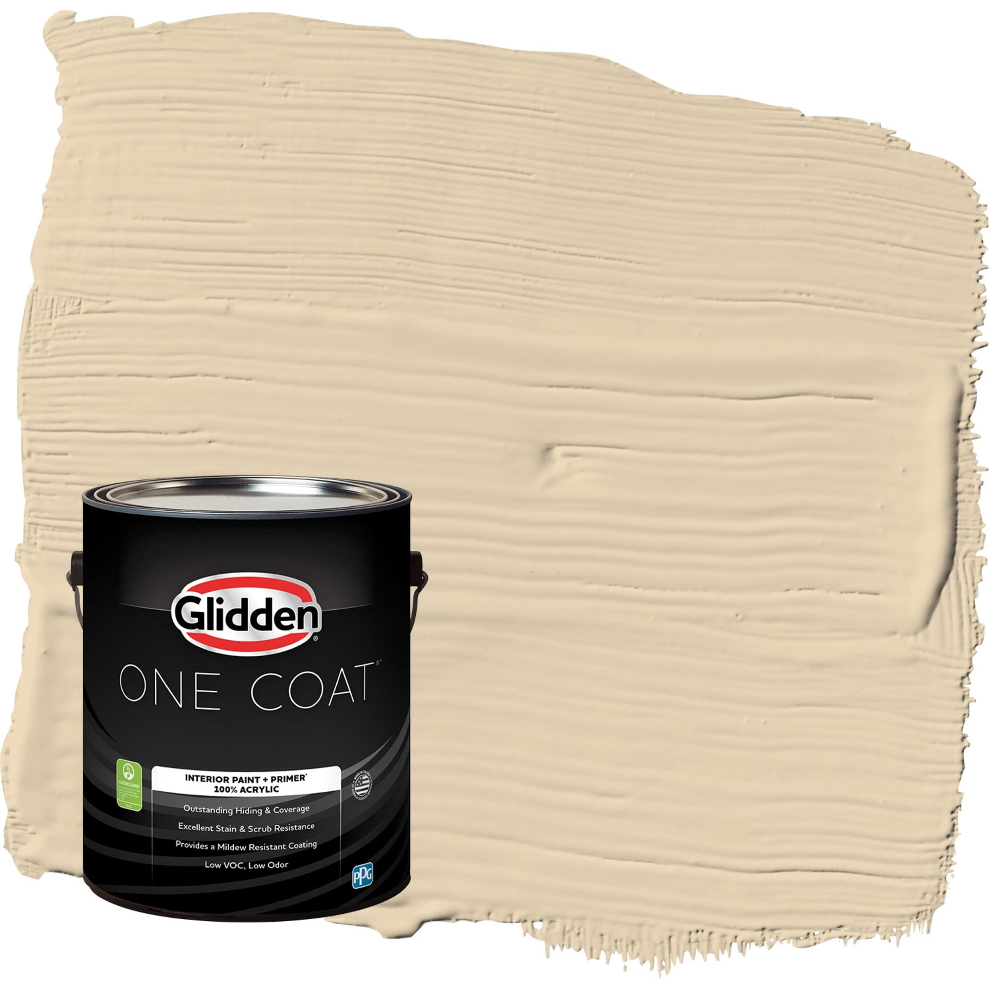 Glidden One Coat, Interior Paint + Primer, Almond Cream, Semi-gloss Finish, 1 Gallon with ScotchBlue Painter's Tape Original Multi-Use, .94in x 60yd(24mm x 54,8m Bundle