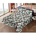 thumbnail image 4 of Ambesonne Tropical Fitted & Flat Sheet with Shams 4 Pcs Set, Exotic Maranta Leaves Art, King, Teal Mint Green and Raspberry, 4 of 5