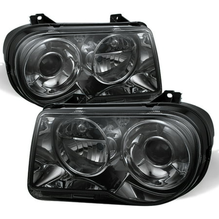 300c Halo Led Projector Headlights - Fit Smoked 2005-2010 Chrysler 300C Projector Headlights Lamp 2006 2007 2008 2009