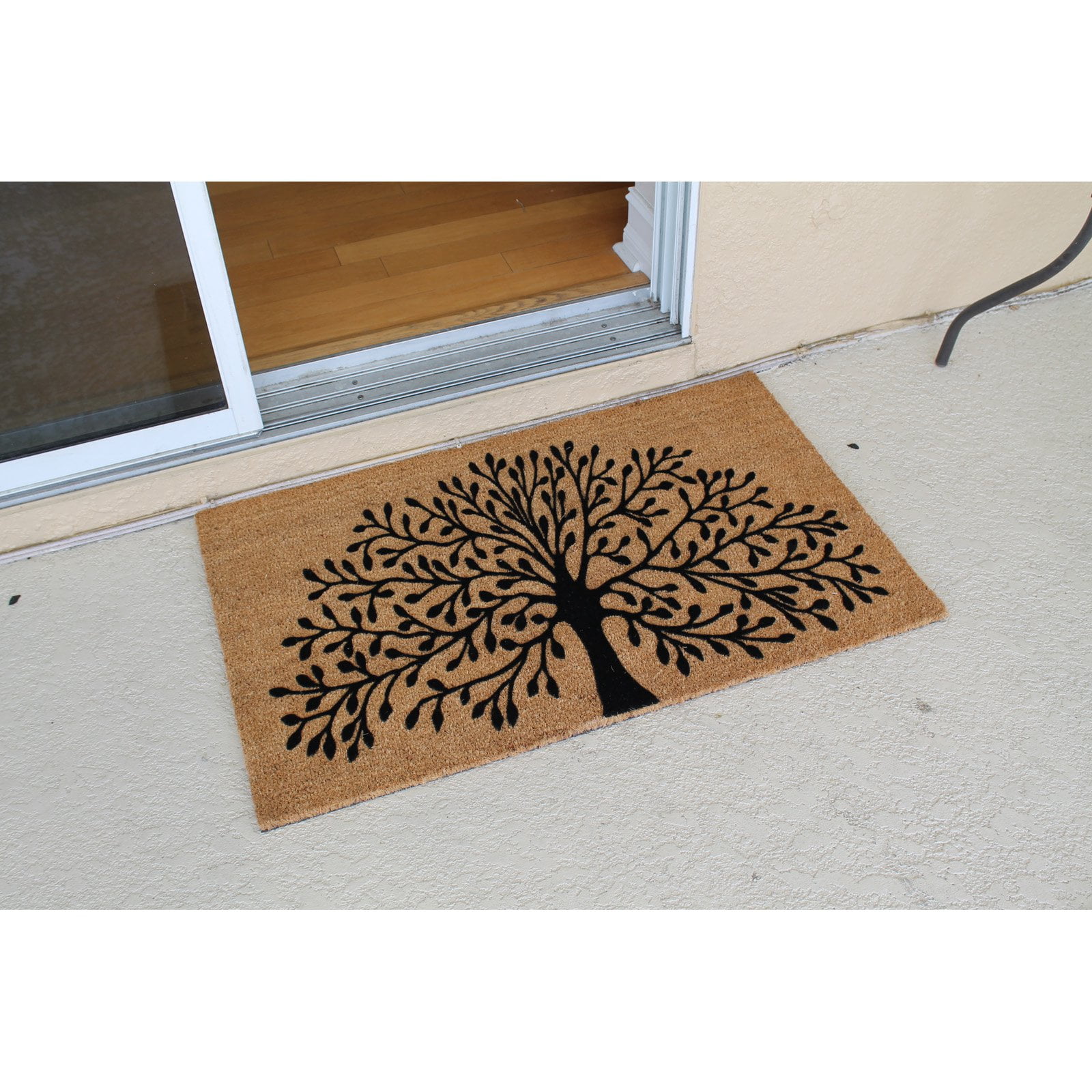 A1 Home Collections Coir Flocked & PVC Backing Doormat, Non-Slip, Heavy Duty, Low Profile Front Door Mat, Tree of Life 24" x 39"