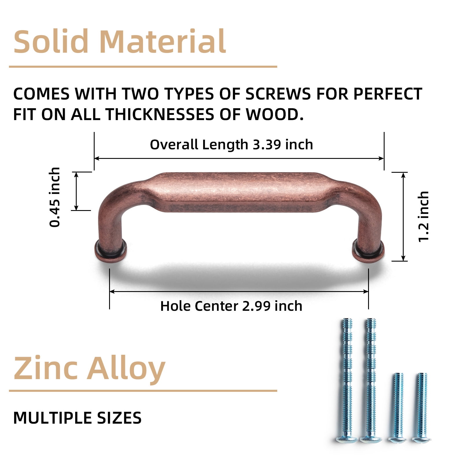 Goo-Ki 12 Pack 3" Hole Center Antique Copper Kitchen Cabinet Handles, Closet Classic Zinc Alloy Drawer Pulls Dresser Hardware for Bedroom